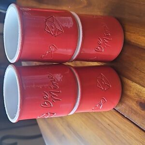 La Fermiere Ceramic Glazed Red "Be Mine" Reuseable Jars Qty 4